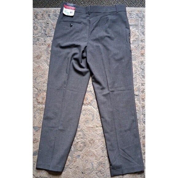 Womens Chaps Sz 14 Huskey Pants Khaki Gray Dress Pants Plain Front Formal Work - Picture 2 of 9